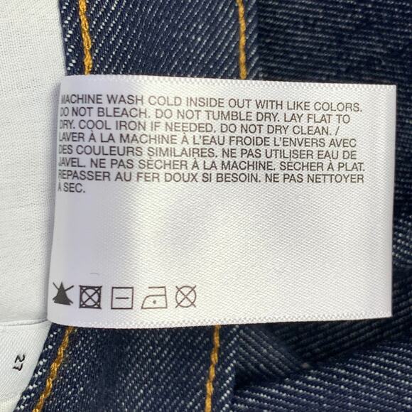 HELMUT LANG 27 Mid Rise Slim Indigo Contrast Stitch Cotton Slim Straight Jeans - Picture 5 of 5